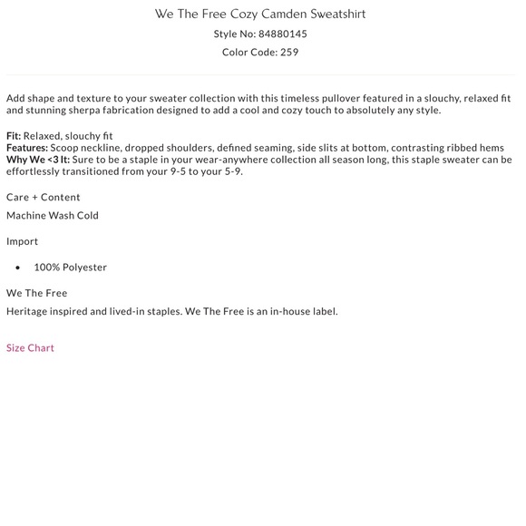 Free People Cozy Camden Sweatshirt Pink XS We the Free $98 Retail - Picture 7 of 10